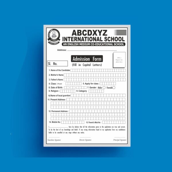 School Admission Form In English | CDR File | Free Download