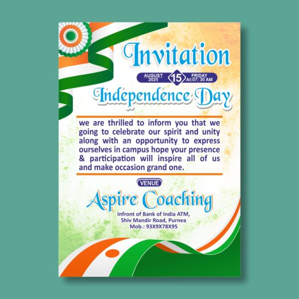Independence Day Invitation Card Design English Matter